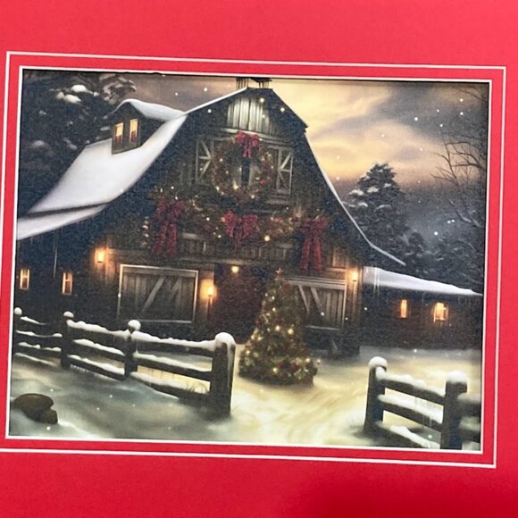 HOLIDAY RUSTIC BARN PRINT MATTED 11x14" - Picture 2 of 3